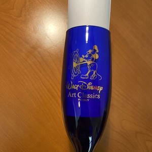 Walt Disney Art Classics Steamboat Willie Blue Glass Gold Trim Champagne Flute