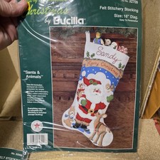 BUCILLA FELT CHRISTMAS STOCKING KIT  SANTA WITH ANIMALS 33709 NEW 15"