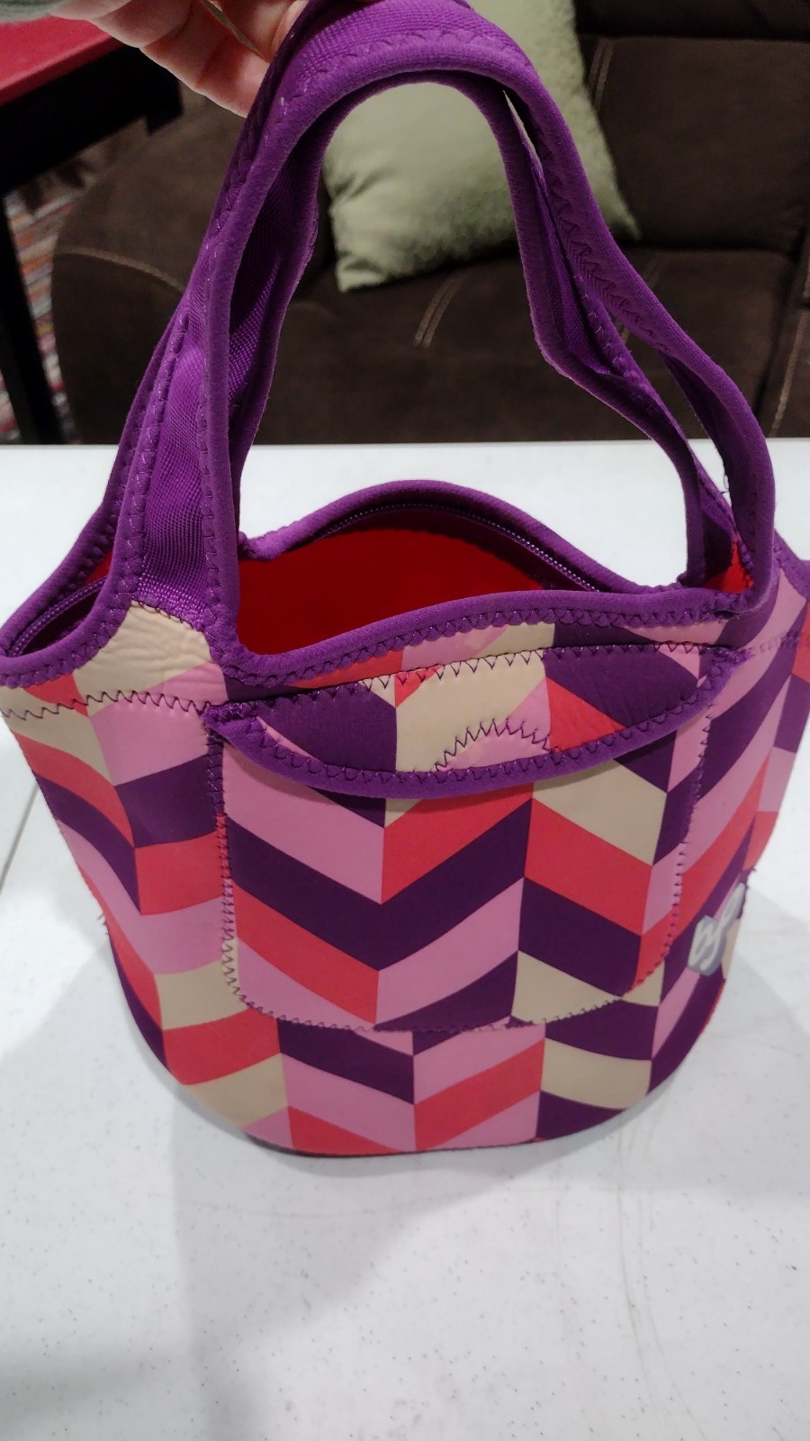 byo Neoprene Insulated Reusable Lunch Tote Bag Purple Pink C