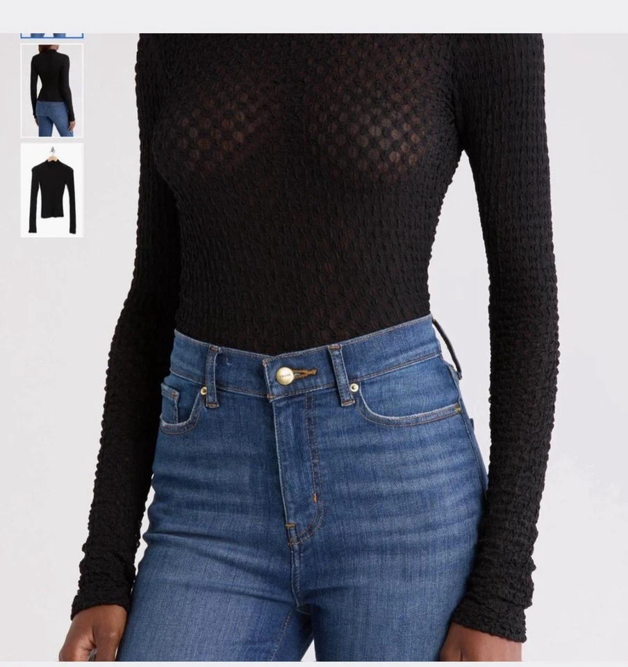 Blusa de encaje de malla negra con marco talla XS nueva con etiquetas Foto 2 de 4