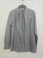 Chaps Mens 16 34/35 Gray Check Dress Shirt Regular Fit Wrinkle Free Long Sleeve