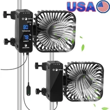 2-Pack 4" Grow Tent Fan W/ Temp Humidity Meter Automatic Oscillation Control Fan