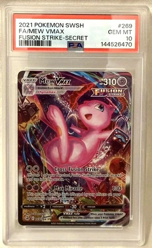 2021 MEW VMAX Pokemon FUSION STRIKE SECRET RARE FA 269/264 **PSA 10** GEM MINT