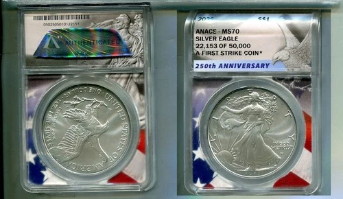 2026 AMERICAN SILVER EAGLE 1 OUNCE .999 FINE COIN ANACS MS70 FS 8118T
