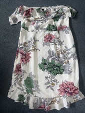 Women’s Dress White With Floral Pattern Bardot Style Size 8 PrettyLittleThing