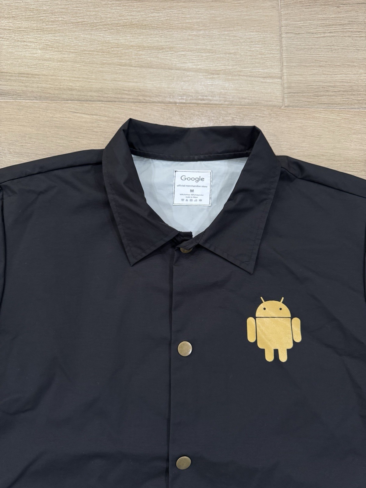 Google Android Men's Bomber Jacket MEDIUM Black S… - image 3