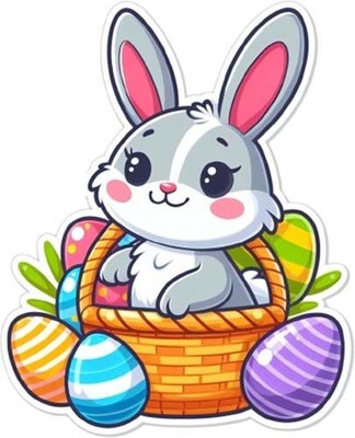 Farbe Ostern Cartoon Hase Wandbild Schlafzimmer Laptop Vinyl Aufkleber Abziehbild 6 Größen
