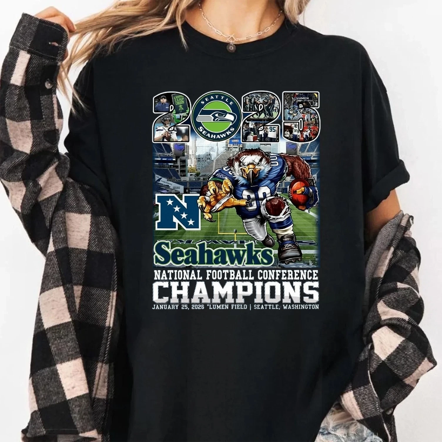 Seattle Seahawks Mascot 2025 Champions T-Shirt