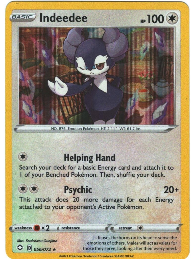 Indeedee 56/72 Shining Fates Holo Rare Pokemon Card Pokémon TCG 056/072