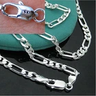 NEW Fashion 4MM 925 Sterling Silver Plated Chain Men Figaro Necklace 16-30 Inch