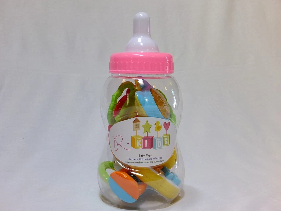 8 Pc Baby Rattles In Baby Bottle Container from R-Kids. Fun and Exciting Toys! - Image 2 of 3