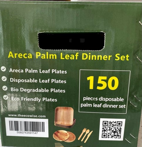 150 Pcs Disposable Dinner Set Wooden plates cutleries Compostable Biodegradable - Picture 3 of 3