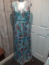 BNWT Miss Selfridge Long Blue Floral  Dress, Size Uk12, Summer, Wedding RRP £49
