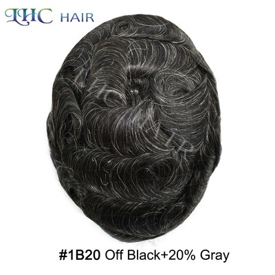 Mens Hair Replacement System Ultra Thin Skin V-looped Toupee invisible Hairpiece