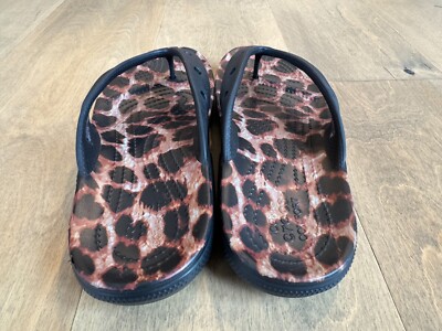 Crocs Classic Animal Remix Flip Black Leopard 207872 Men's 5