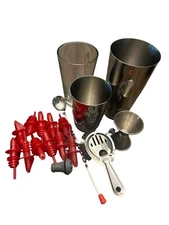 Cocktail Shaker Bartender Kit With 24oz Shaker Strainer Jigger Mixing Spoon & 10