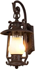 Rustic Lantern Wall Sconce Outdoor, Vintage Oil Rubbed Bronze Large Sconce Light