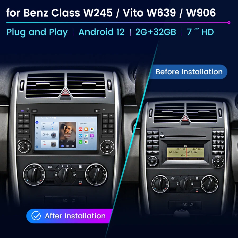 Für Mercedes Benz A/B-Klasse W169 W245 W639 32G GPS Android 14 CarPlay Autoradio - Bild 2 von 4