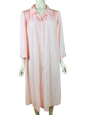 Vintage Vanity Fair Robe House Coat Women's XL Button Up Light Pink Nylon Dress