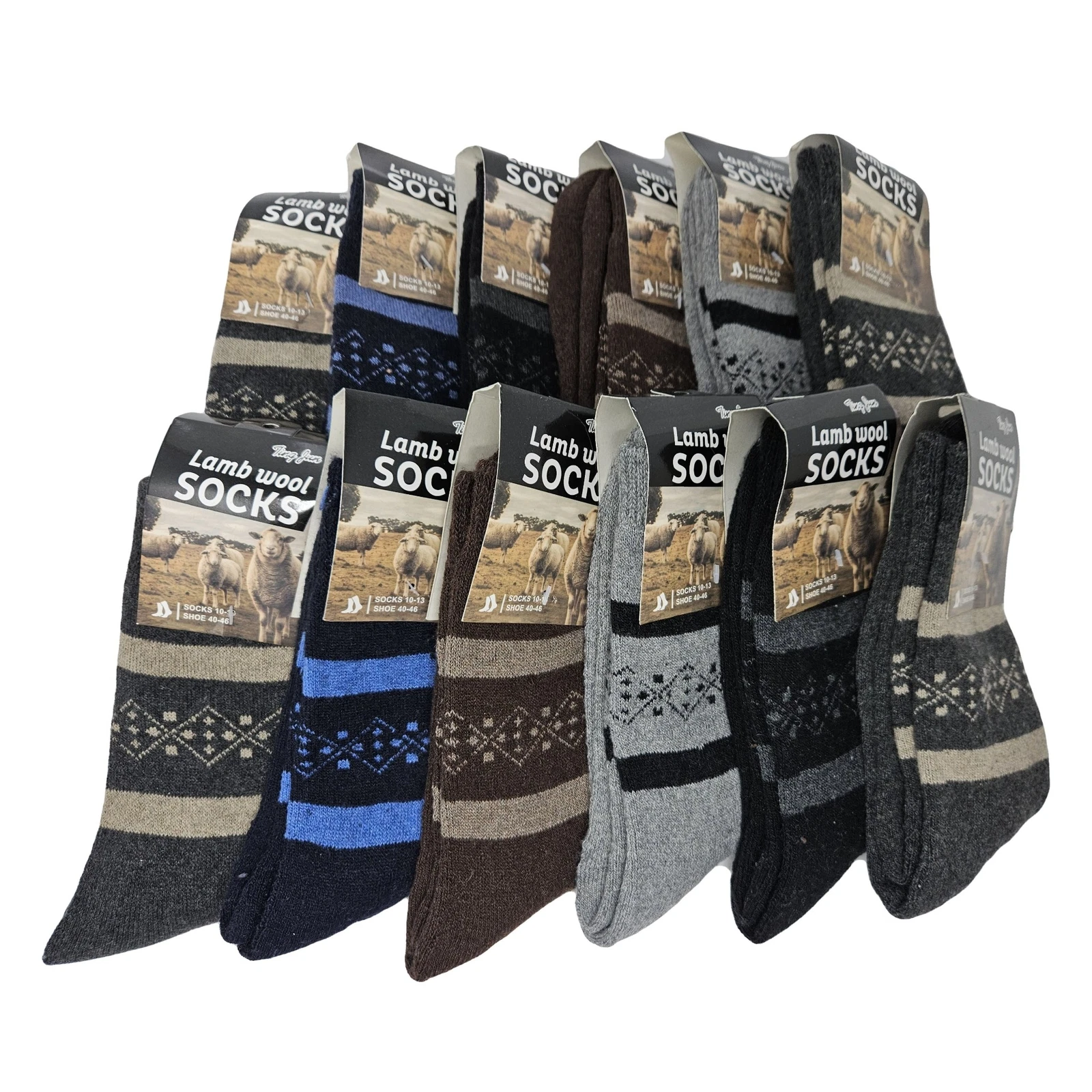 Men Wool Socks Winter Warm Lamb Wool Holidays Crew Socks Size 10-13, 12 PAIRS
Opens in a new window 