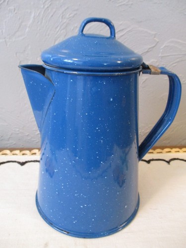 White Specks Enamelware Coffee Pot 