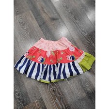 Persnickety Girls Skirt size 5 Stripes Floral 3 tier 7