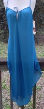 NEW VTG 70s Olga Sz S Blue Nightgown Sheer Keyhole 9640 Nylon USA Made NOS NWT