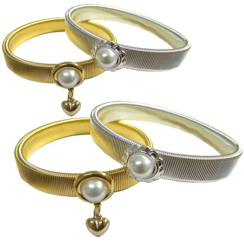 Sujeciones mangas 2 pares plateadas doradas pulseras gomas joyas | eBay