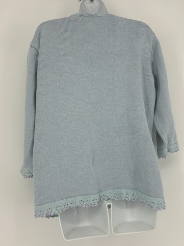 Story Book Knits Blue Multicolored Button Down Cardigan Sweater Women's Size 1X - Picture 12 of 13