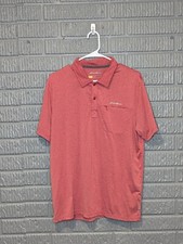 Eddie Bauer Travex Men's Short Sleeve Polo Shirt Red Medium Men's