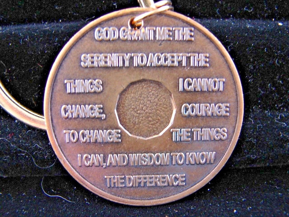 Alcoholics Anonymous AA 37 Year Bronze Keychain Medallion Token Coin ...