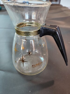 Vintage Pyrex Atomic Starburst Syrup Dispenser/Individual Mini Coffee Carafe 6 