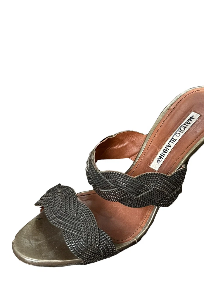 SANDALIAS SIN CORDONES MANOLO BLAHNIK MAGLIA BRONCE CADENA TRENZADA 36,5 6 $1390 Foto 3 de 4