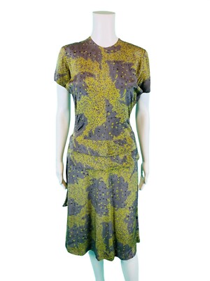 Vintage 30s Silk Dress Women's Medium Old Hollywood Gray Green Print Cocktail | eBay Vintage 30s Silk Dress Women's Medium Old Hollywood Gray Green Print Cocktail | eBay