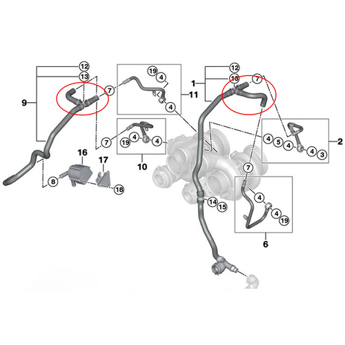 Upgrade Turbo Coolant Line Repair Hose For BMW X5 X6 X5M X6M E70 E71