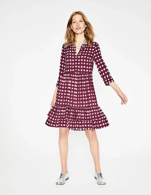 Boden relaxed tiered sales hem shirt dress