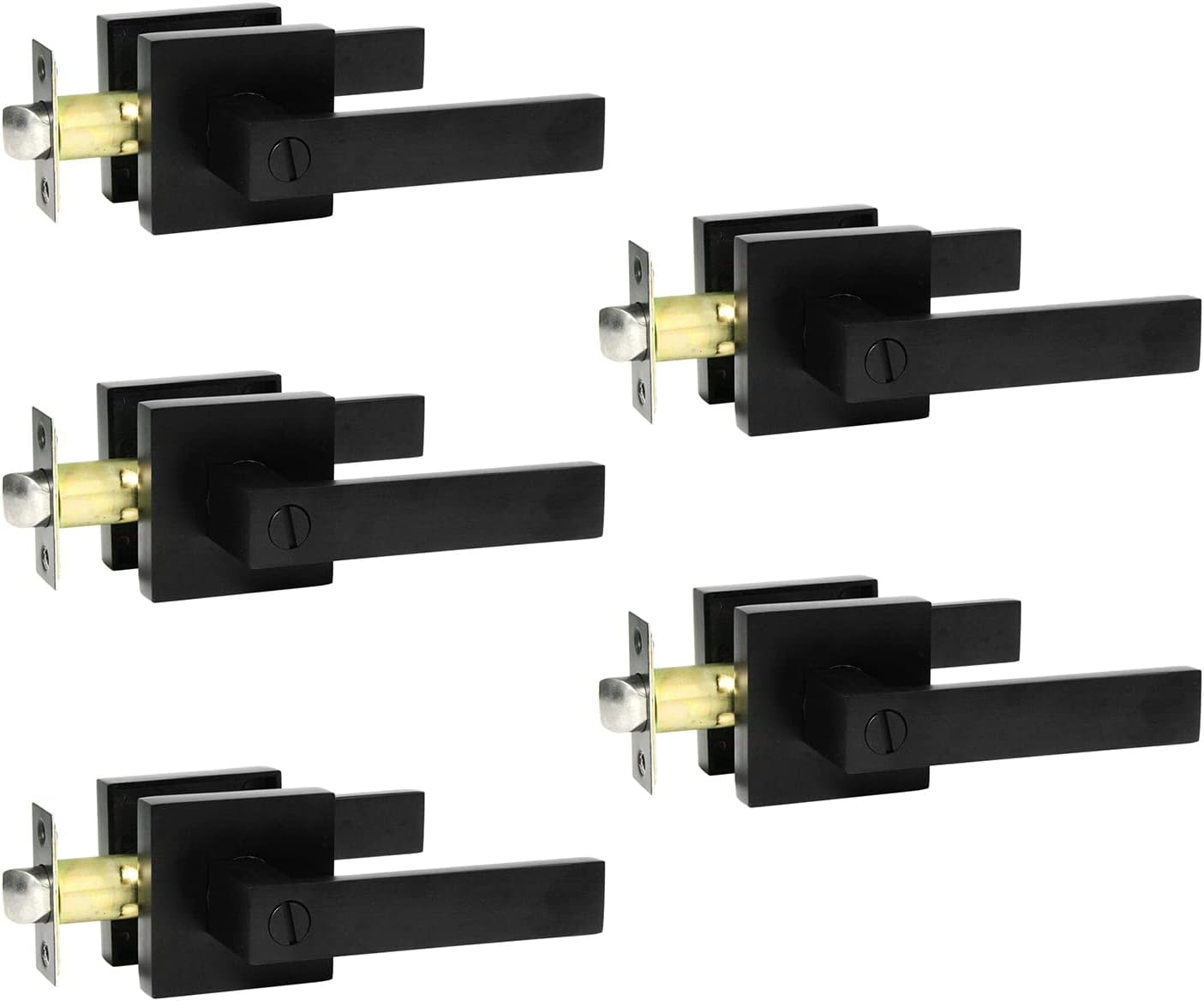 Privacy Door Lever Keyless Matte Black Interior Bathroom/Bedroom Handle Door Loc-image