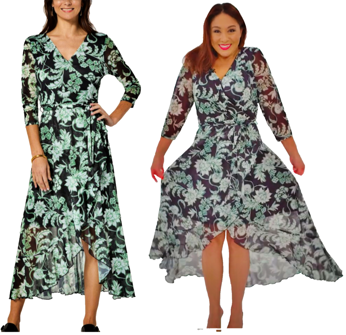 a-line skirts and wrap dresses with a higher hemline Wrap Style High-low Ruffle Hemline Floral Skirt – ALELLY main image 0