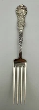 Antique Sterling Silver Souvenir Fork - Iowa - Mechanics Sterling Co. - DETAILED