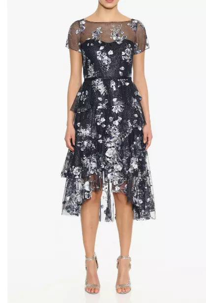 Marchesa notte embroidered cocktail dress cheap