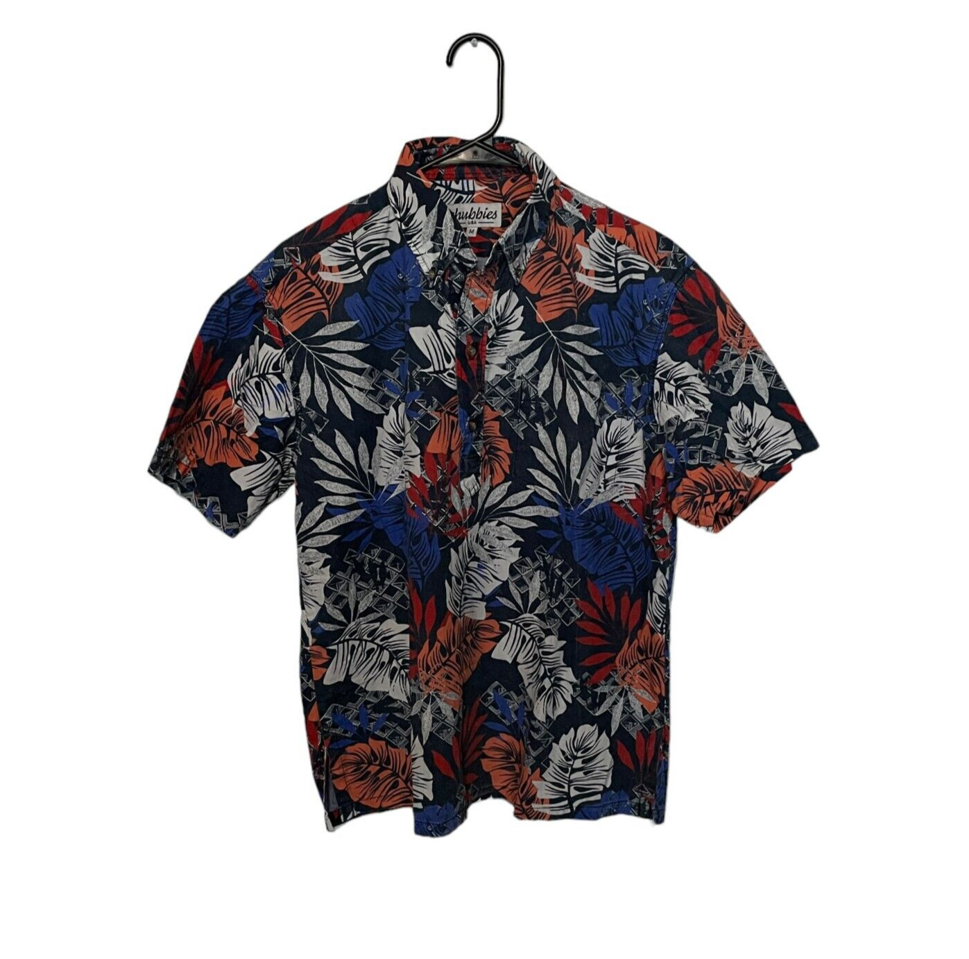 Chubbies Shirt Mens Medium Blue Orange Floral Hawaiian Popover Beach Tropical