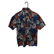 Chubbies Shirt Mens Medium Blue Orange Floral Hawaiian Popover Beach Tropical