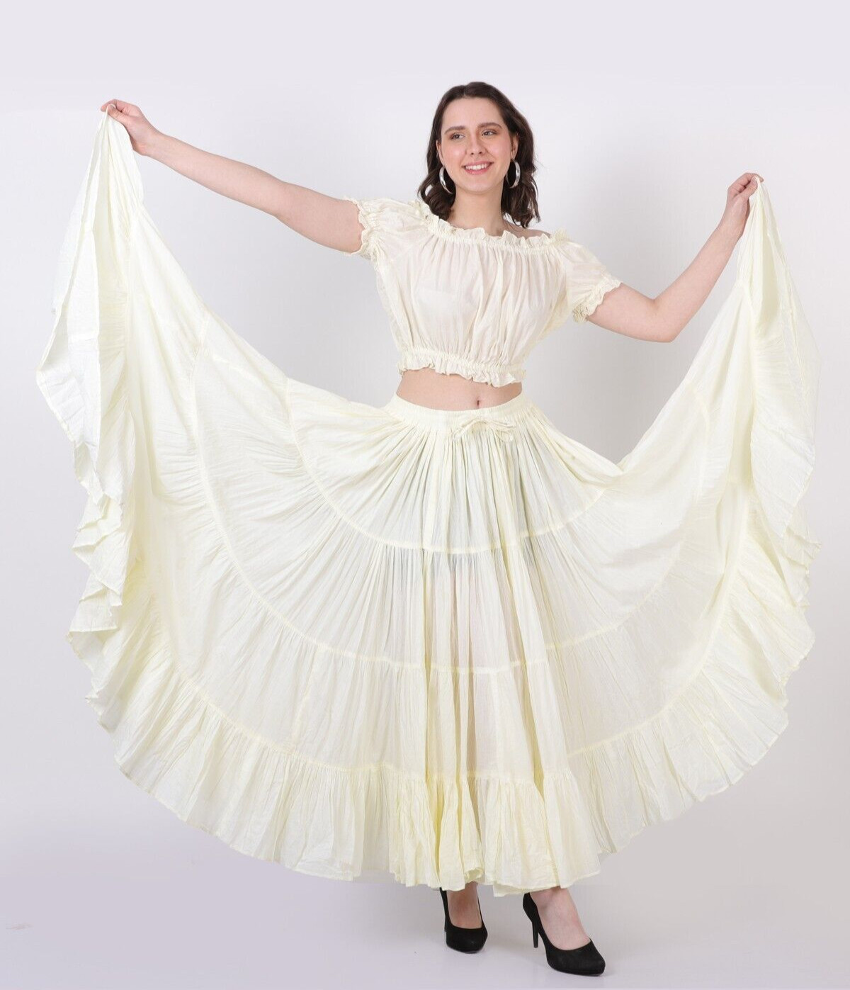 Falda de baile tradicional para mujer Wevez 25 yardas estilo flamenco algodón...