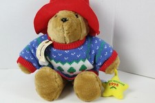 1998 Paddington Holiday Bear Plush 14" Red Hat Sears Kids Gifts