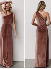 Baltic Born Tatiana Velvet One-Shoulder Maxi Dress - Dusty Rose- Size small