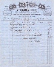 TOULOUSE - INVOICE VVE BLAISE MANUFACTURER IMPERIAL INK PENCILS INKWELLS - 1870