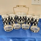 13 Piece Jeanette Zodiac Harlequin Black & White Astrological Set Vintage MCM