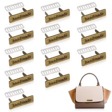 12 Pieces Handmade Metal Labels with Shim Rectangle Alloy Tags Hand Made Prin...