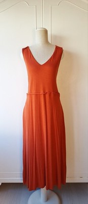 Cynthia Rowley Jerseykleid Burnt Orange A-Linie Midi Größe L 16-18