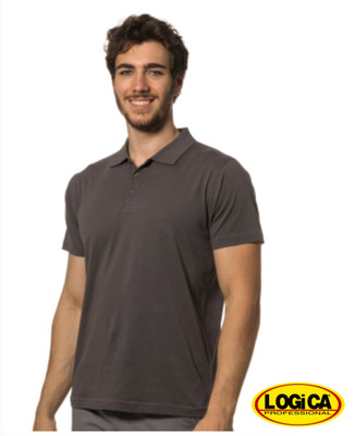Logica Herren Polo T-Shirt Größe M Kurzarm 100% Baumwolle Jersey Grau